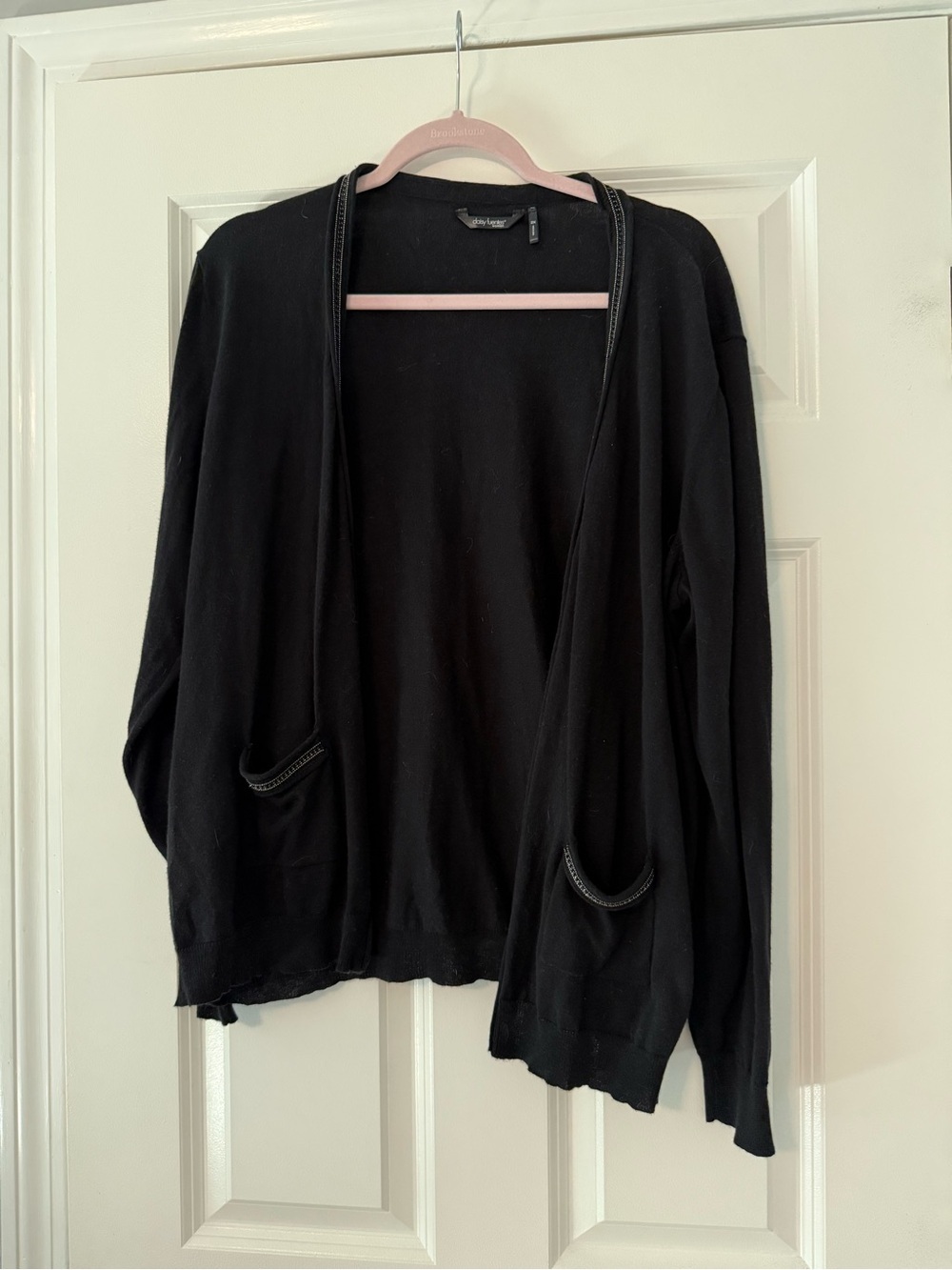 Daisy Fuentes | Black Beaded Open Cardigan Sweater | Size 2X